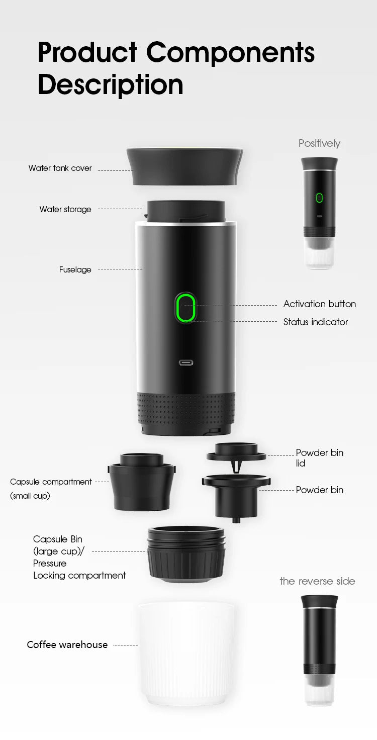 Cafetera Portátil Eléctrica Koffi 3 en 1