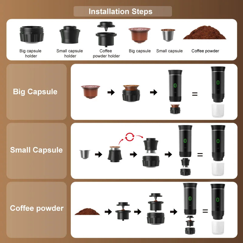 Cafetera Portátil Eléctrica Koffi 3 en 1